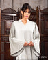Ethereal Elegance: Pleated Sleeve Crush Satin Dress 60492